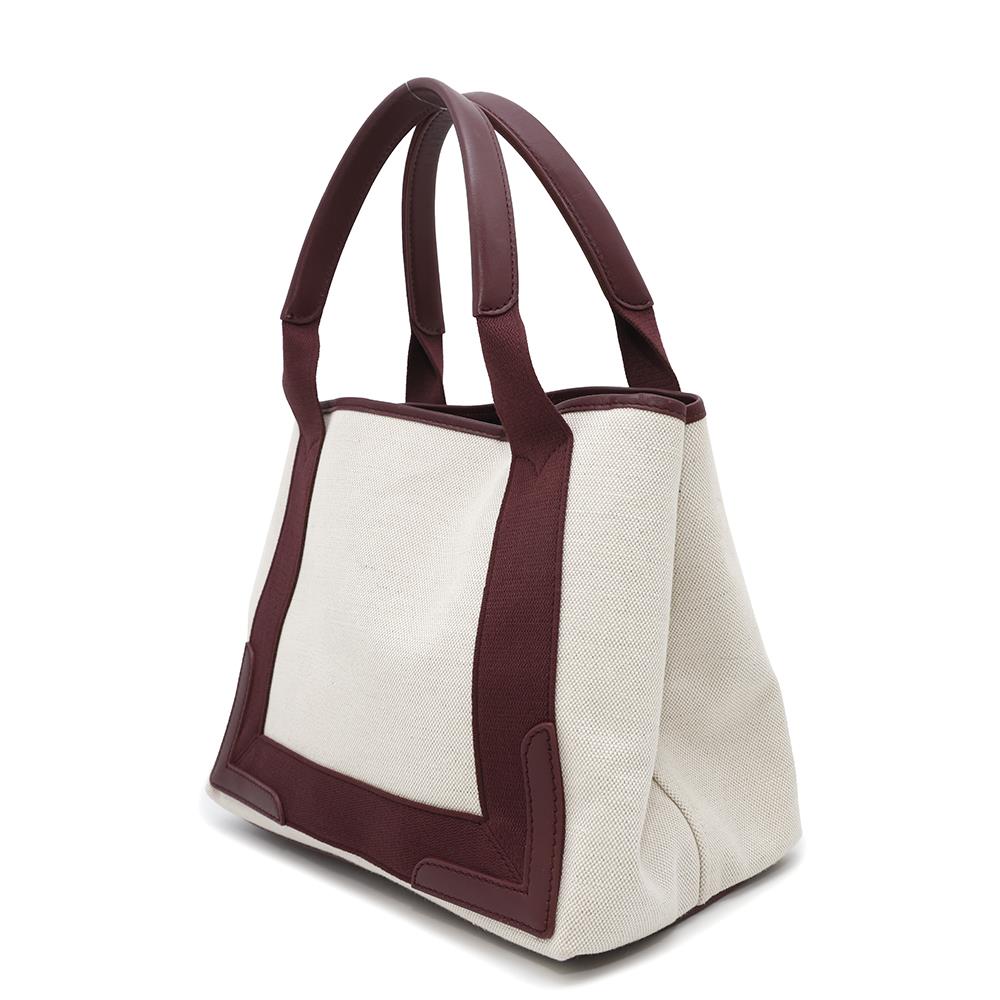BALENCIAGA Navy Kabas Natural/Bordeaux339933 Canvas Leather