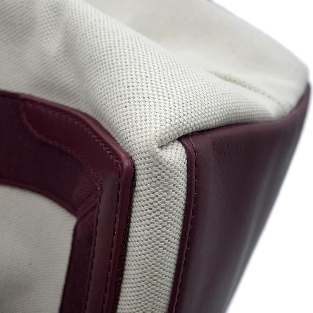 BALENCIAGA Navy Kabas Natural/Bordeaux339933 Canvas Leather