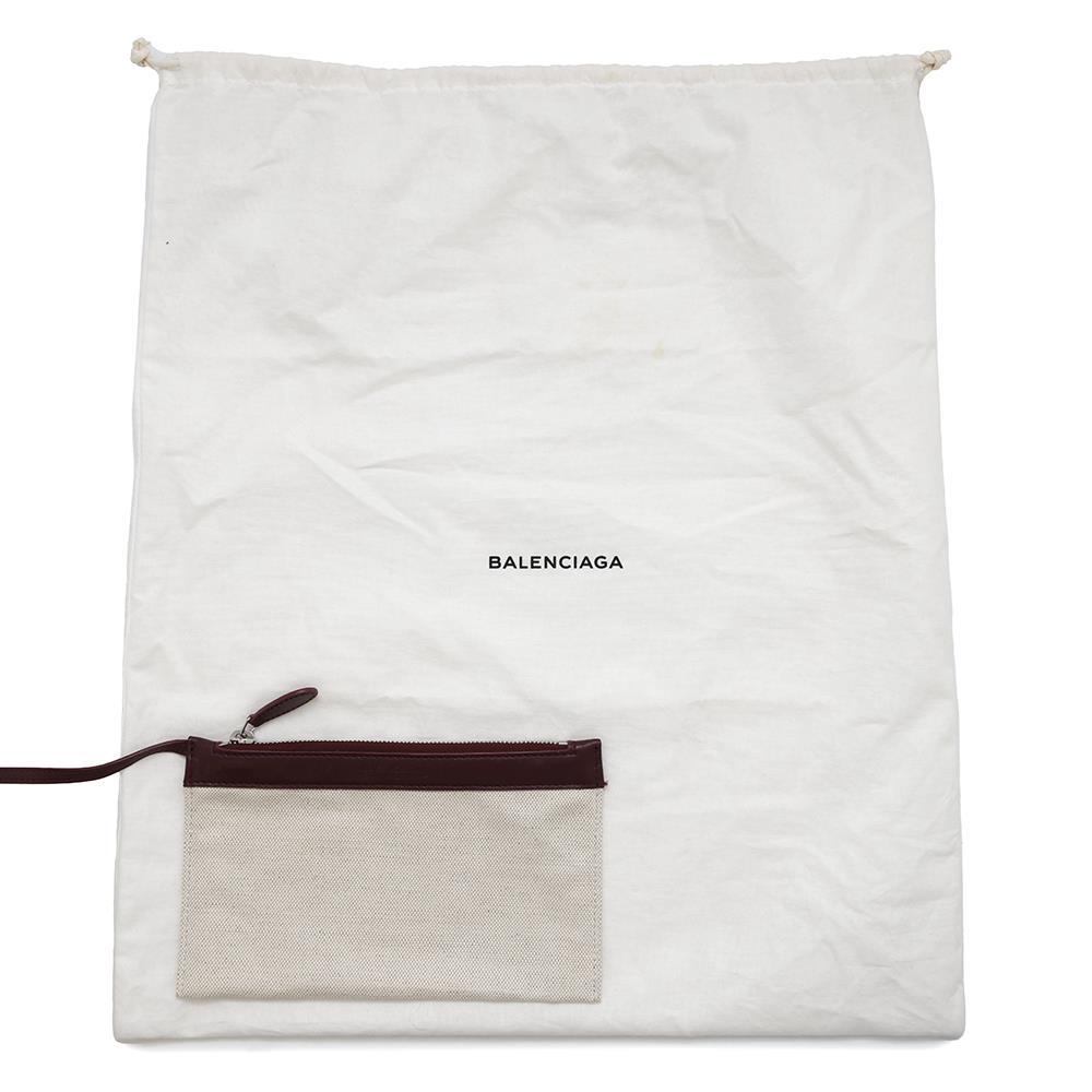 BALENCIAGA Navy Kabas Natural/Bordeaux339933 Canvas Leather