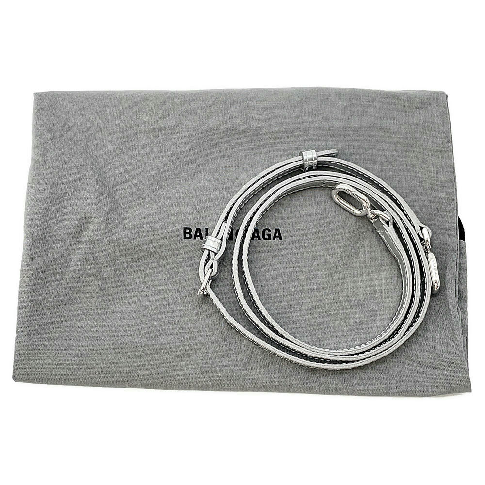 BALENCIAGA Hourglass 2wayBag Silver592833 Patent Leather Size XS