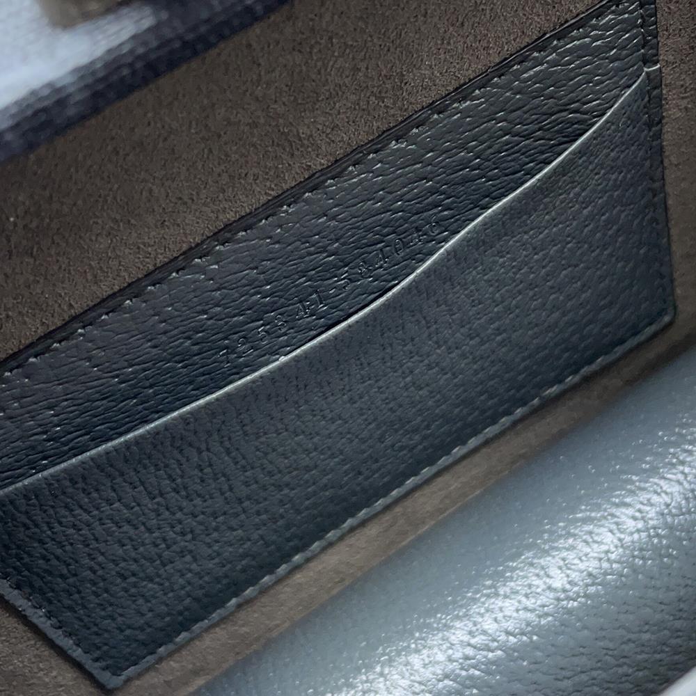 GUCCI Cutout Interlocking G Shoulder Bag Gray/Black725341 GG SupremeCanvas Leather