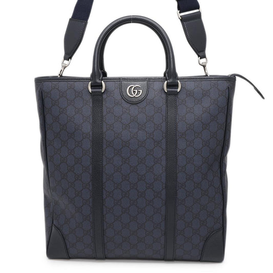 GUCCI OFDEA FACJY 2WAY Tote Bag Navy763316 PVC Leather