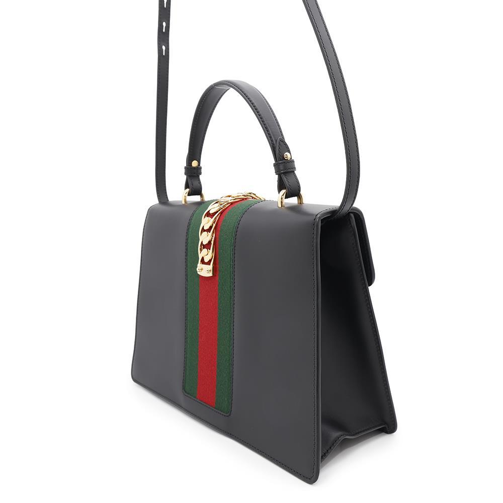 GUCCI Cherie Line Sylvie 2wayHandbag Black431665 Leather