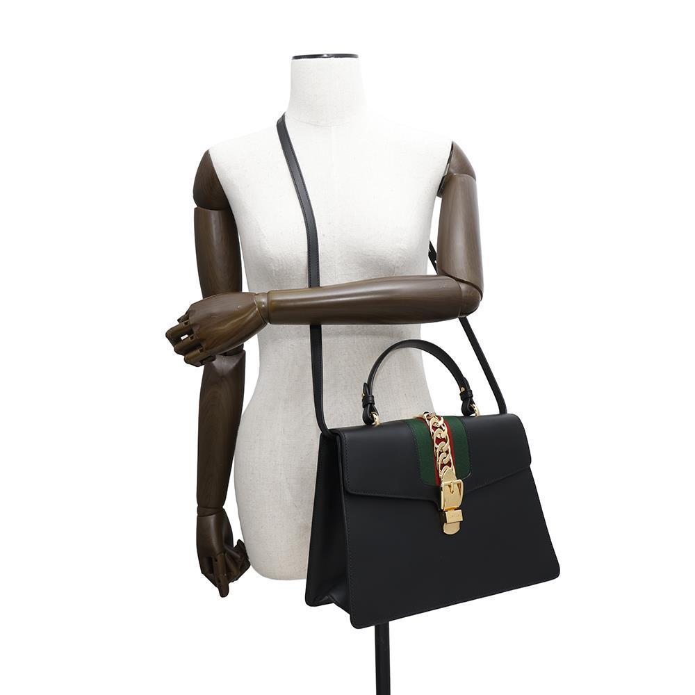 GUCCI Cherie Line Sylvie 2wayHandbag Black431665 Leather