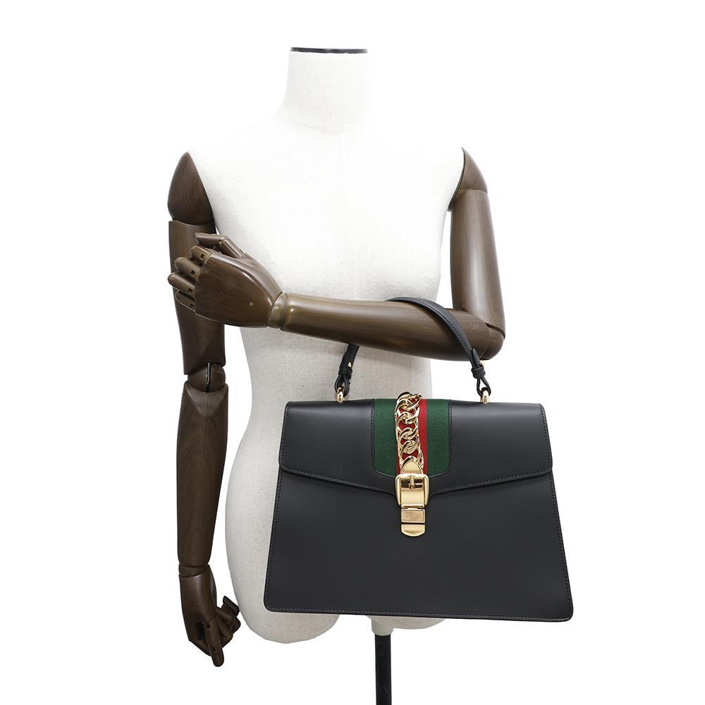 GUCCI Cherie Line Sylvie 2wayHandbag Black431665 Leather