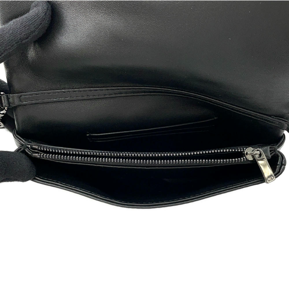 Dior Caro Star Studded Flap Shoulder Wallet Black Leather