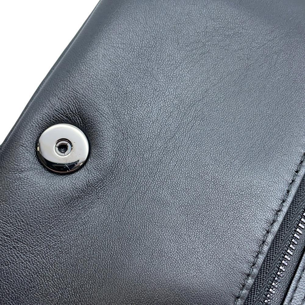 Dior Caro Star Studded Flap Shoulder Wallet Black Leather