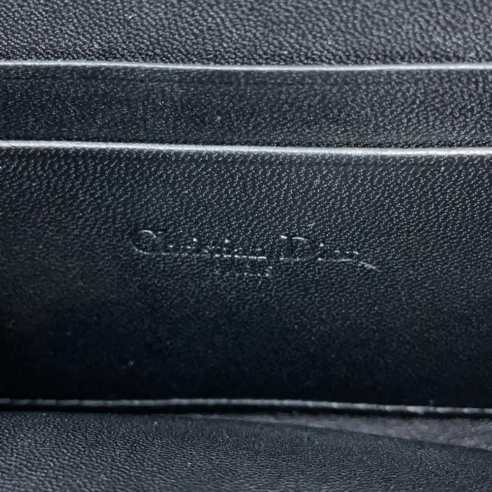 Dior Caro Star Studded Flap Shoulder Wallet Black Leather
