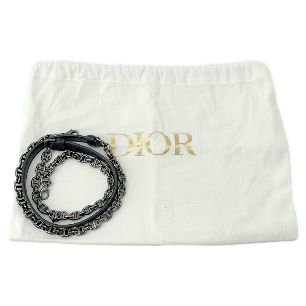 Dior Caro Star Studded Flap Shoulder Wallet Black Leather