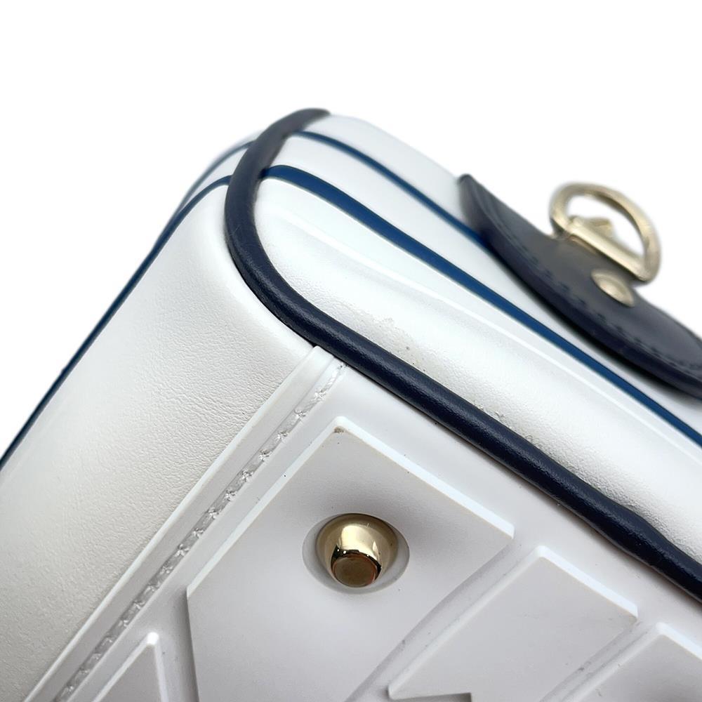 Dior Vibe 2WAY Bowling Bag White/NavyM6209OOBR Leather Rubber Size Small