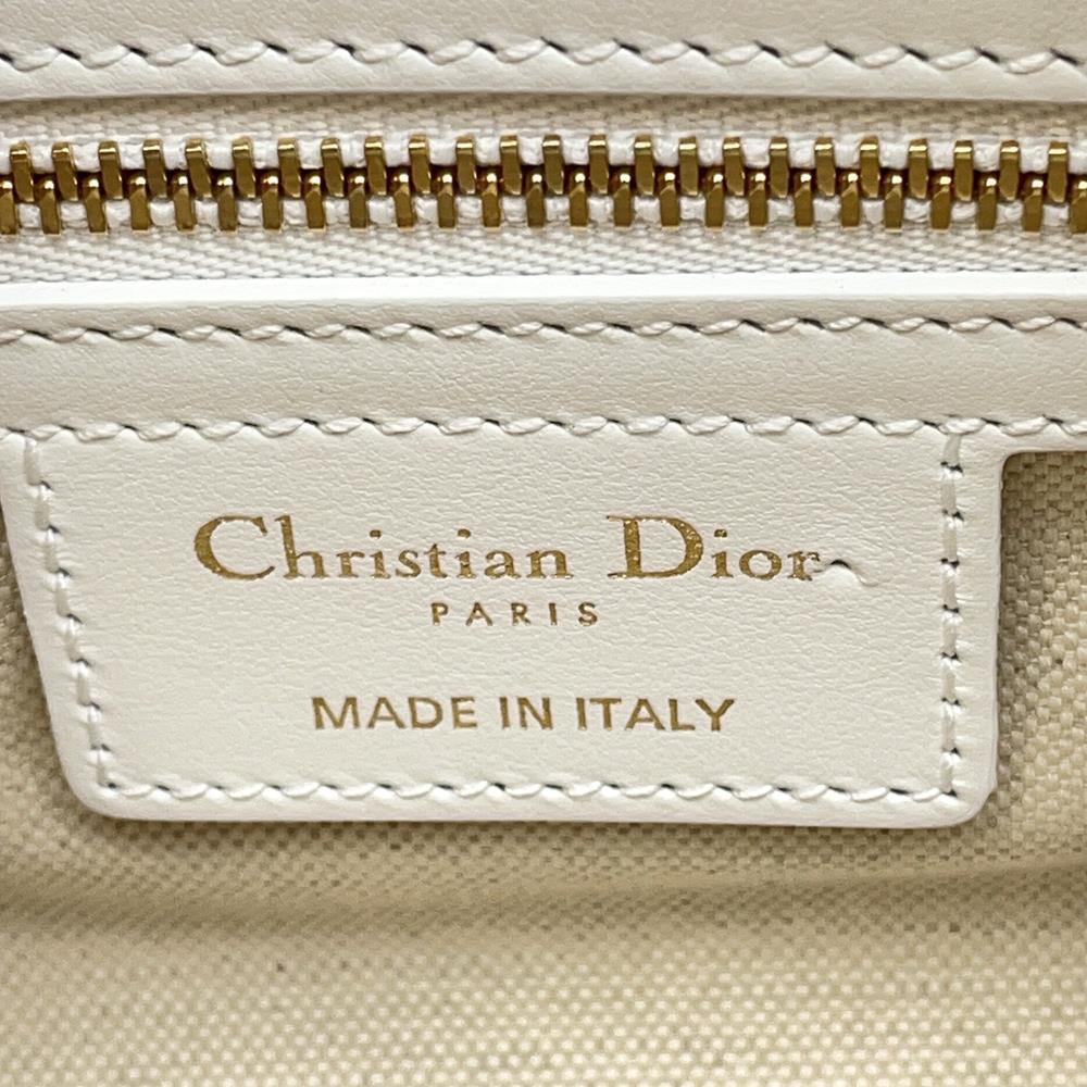 Dior Vibe 2WAY Bowling Bag White/NavyM6209OOBR Leather Rubber Size Small