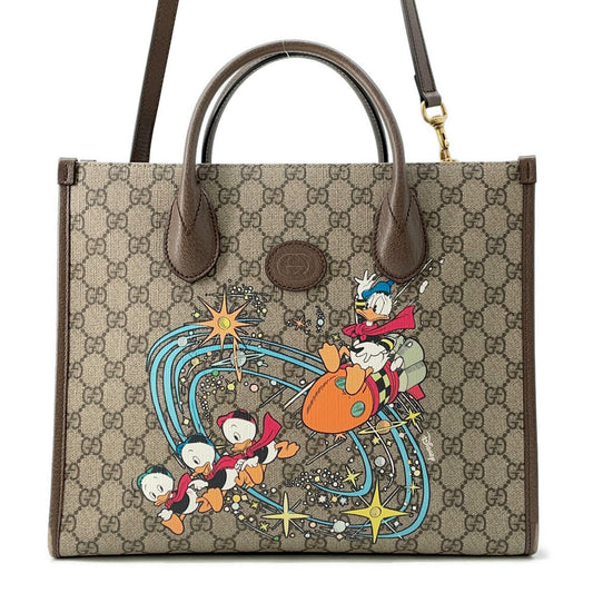 GUCCI GG Supreme 2WAY Tote Bag Disney collaboration Beige/Brown648134 PVC Leather