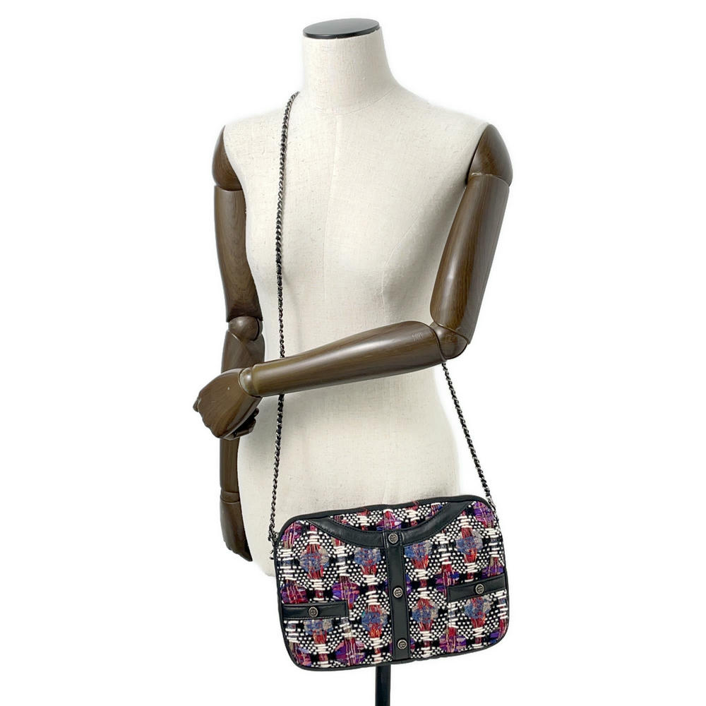 CHANEL Girl Chanel ChainShoulder Bag Black/Multicolor Tweed Lambskin