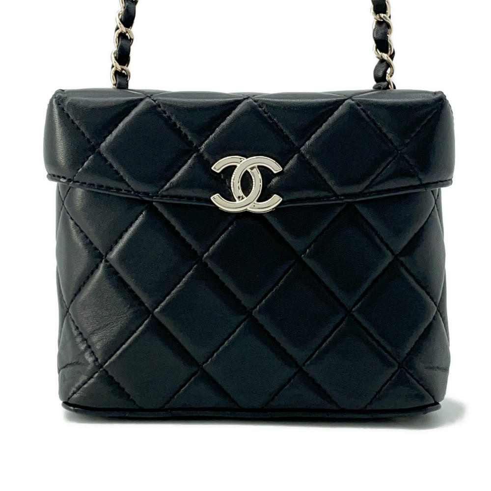 CHANEL Matelasse Vanity ChainShoulder Bag Black Lambskin