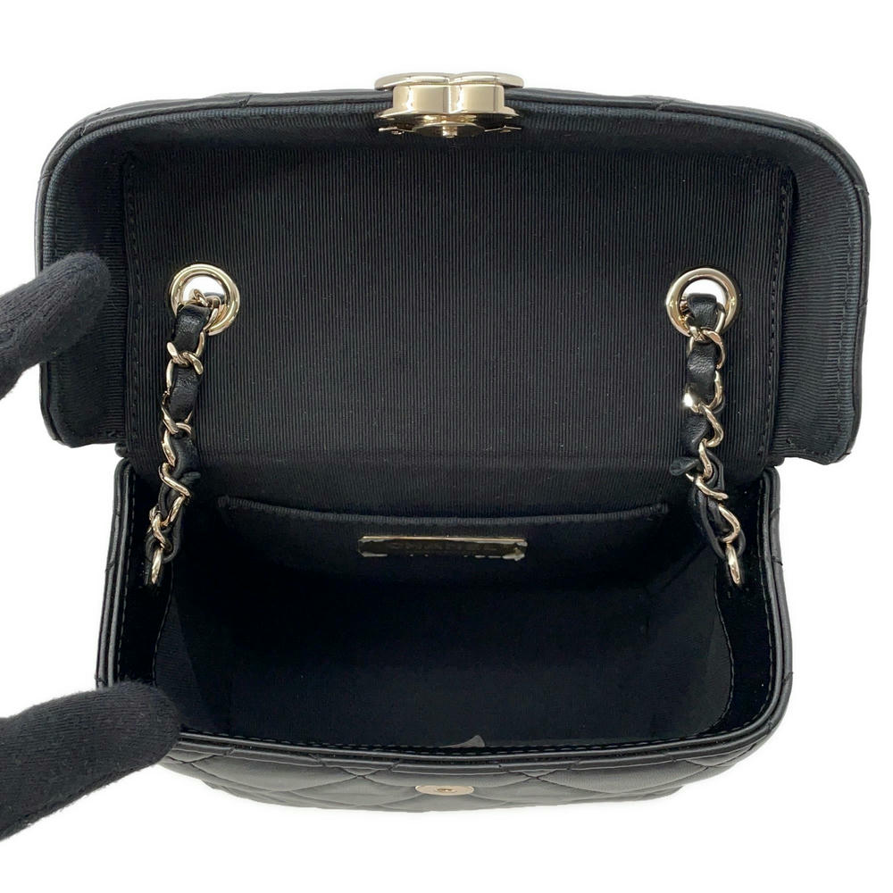 CHANEL Matelasse Vanity ChainShoulder Bag Black Lambskin