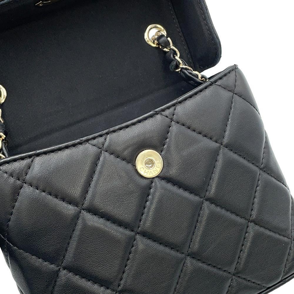 CHANEL Matelasse Vanity ChainShoulder Bag Black Lambskin