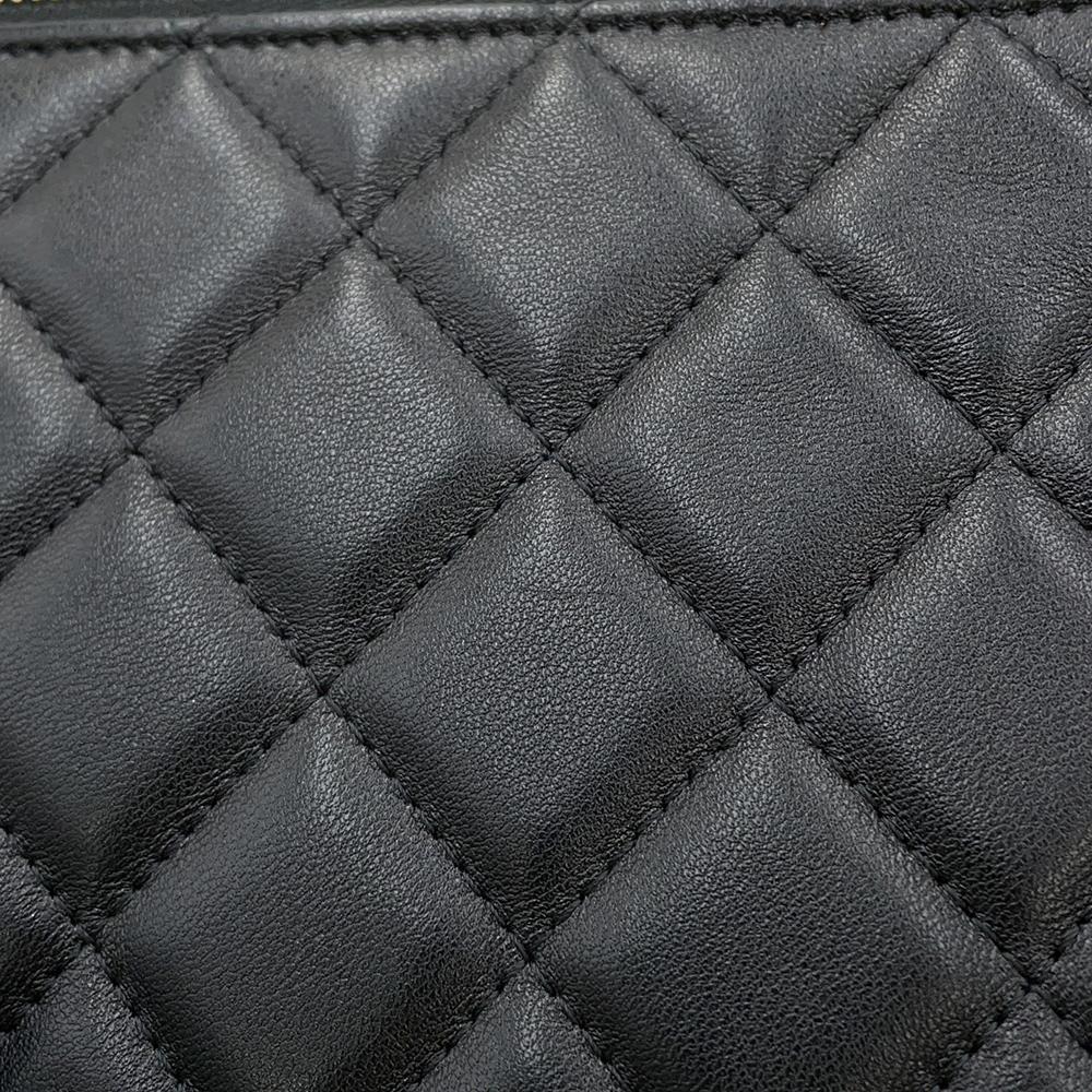 CHANEL Matelasse Clutch Bag Black Lambskin