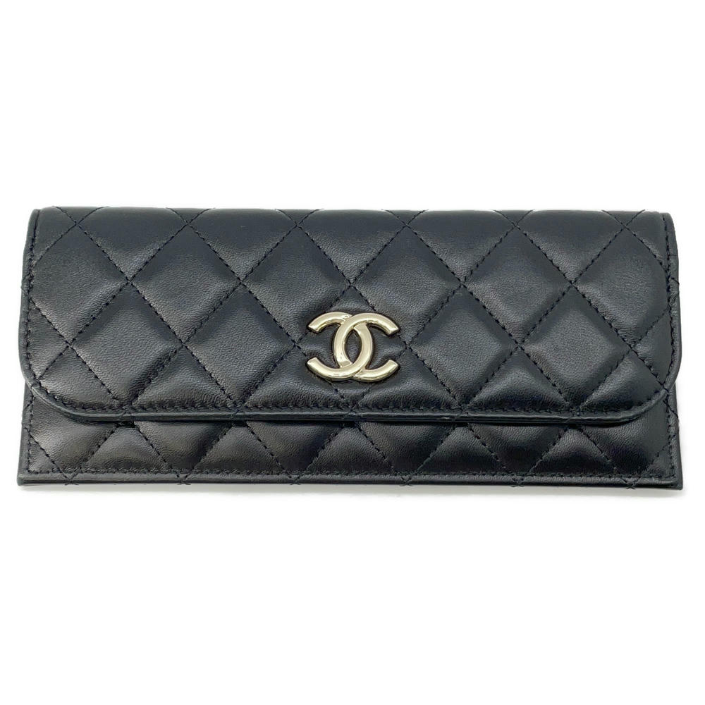 CHANEL Matelasse Clutch Bag Black Lambskin