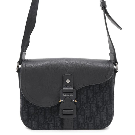 Dior Oblique Saddle Flap Messenger Bag Black1ADPO049YKS Jacquard Grained CalfLeather Size Small