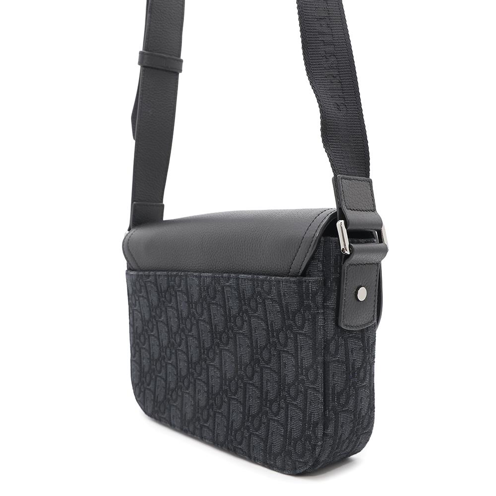 Dior Oblique Saddle Flap Messenger Bag Black1ADPO049YKS Jacquard Grained CalfLeather Size Small