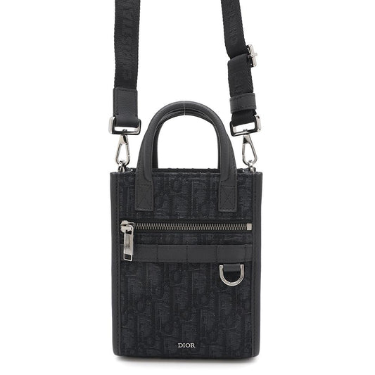 Dior Safari North South 2way Tote Bag Black2ESWS017YKY Jacquard Calf Leather Size Mini