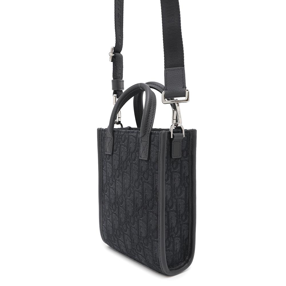 Dior Safari North South 2way Tote Bag Black2ESWS017YKY Jacquard Calf Leather Size Mini