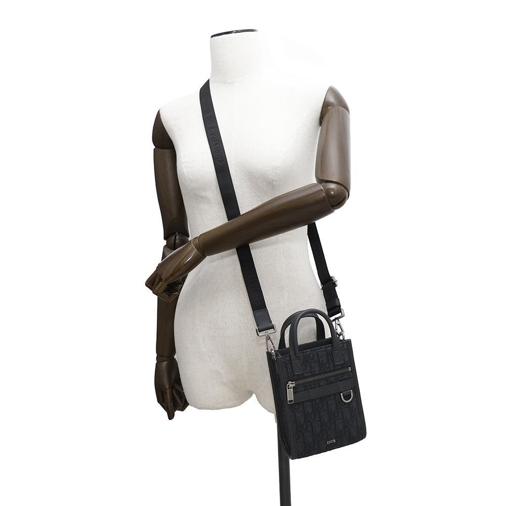 Dior Safari North South 2way Tote Bag Black2ESWS017YKY Jacquard Calf Leather Size Mini