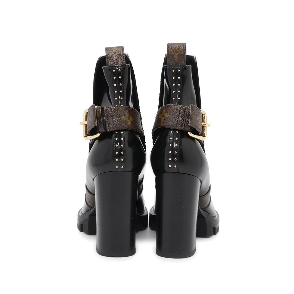 LOUIS VUITTON Star Trail Line Boots Noir Monogram Patent Leather Size 36 1/2