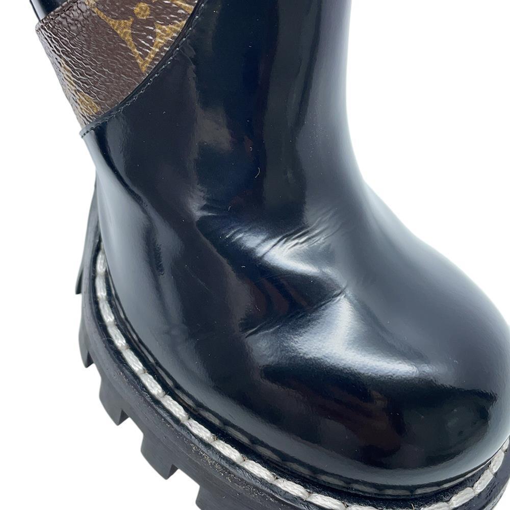 LOUIS VUITTON Star Trail Line Boots Noir Monogram Patent Leather Size 36 1/2