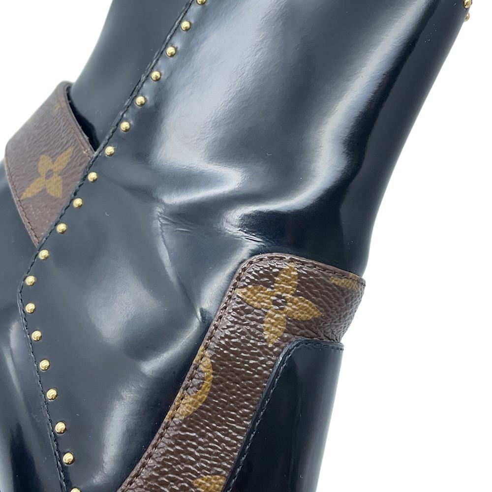 LOUIS VUITTON Star Trail Line Boots Noir Monogram Patent Leather Size 36 1/2