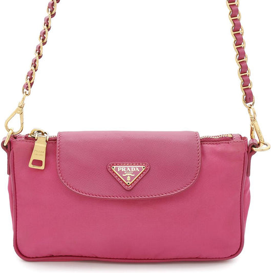 PRADA Shoulder Bag Pink Saffiano LeatherLeather Nylon