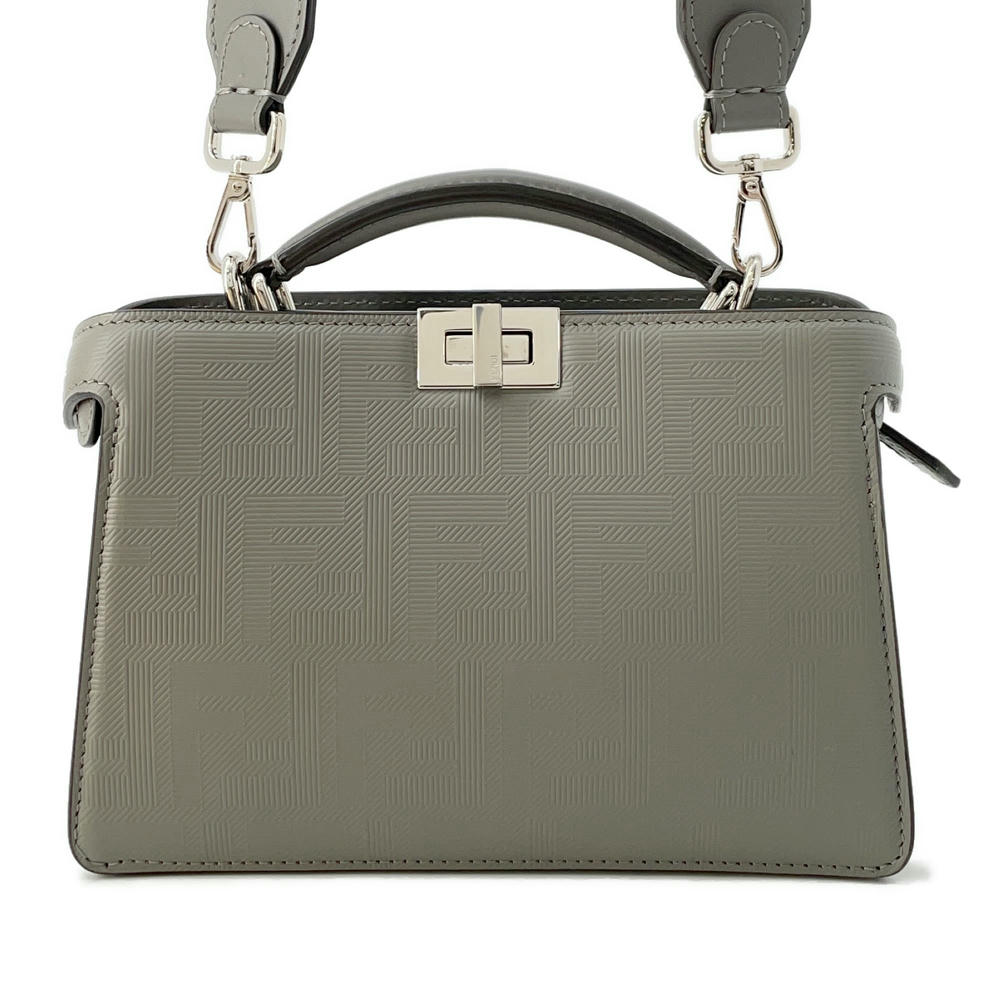 FENDI Peekaboo ICUXCross 2wayBag Gray7VA582 Leather
