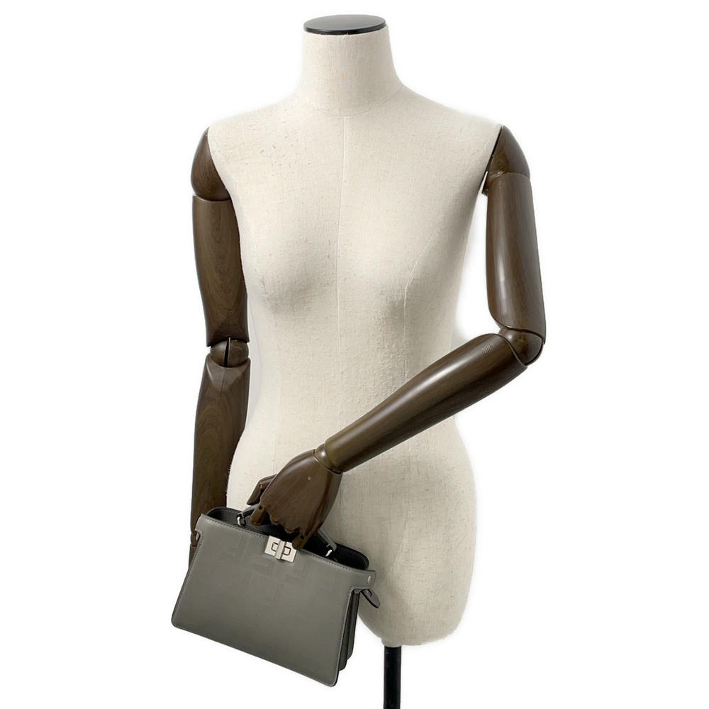 FENDI Peekaboo ICUXCross 2wayBag Gray7VA582 Leather