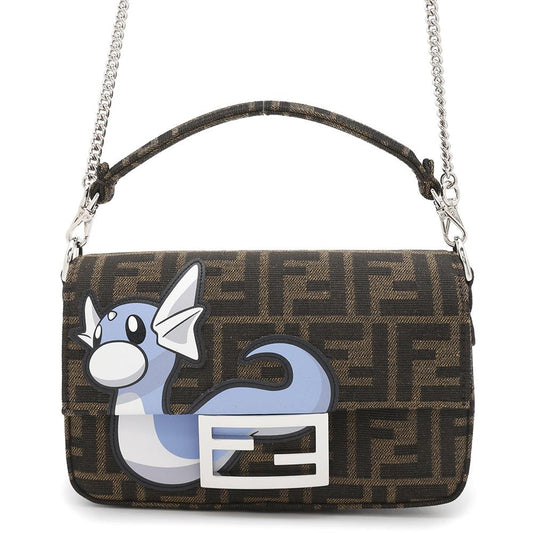 FENDI Mini Baguette Bag Miniryu Brown8BS017 Canvas