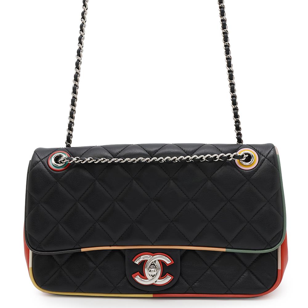 CHANEL CC Logo ChainShoulder Bag Black/MulticolorA93691 Lambskin