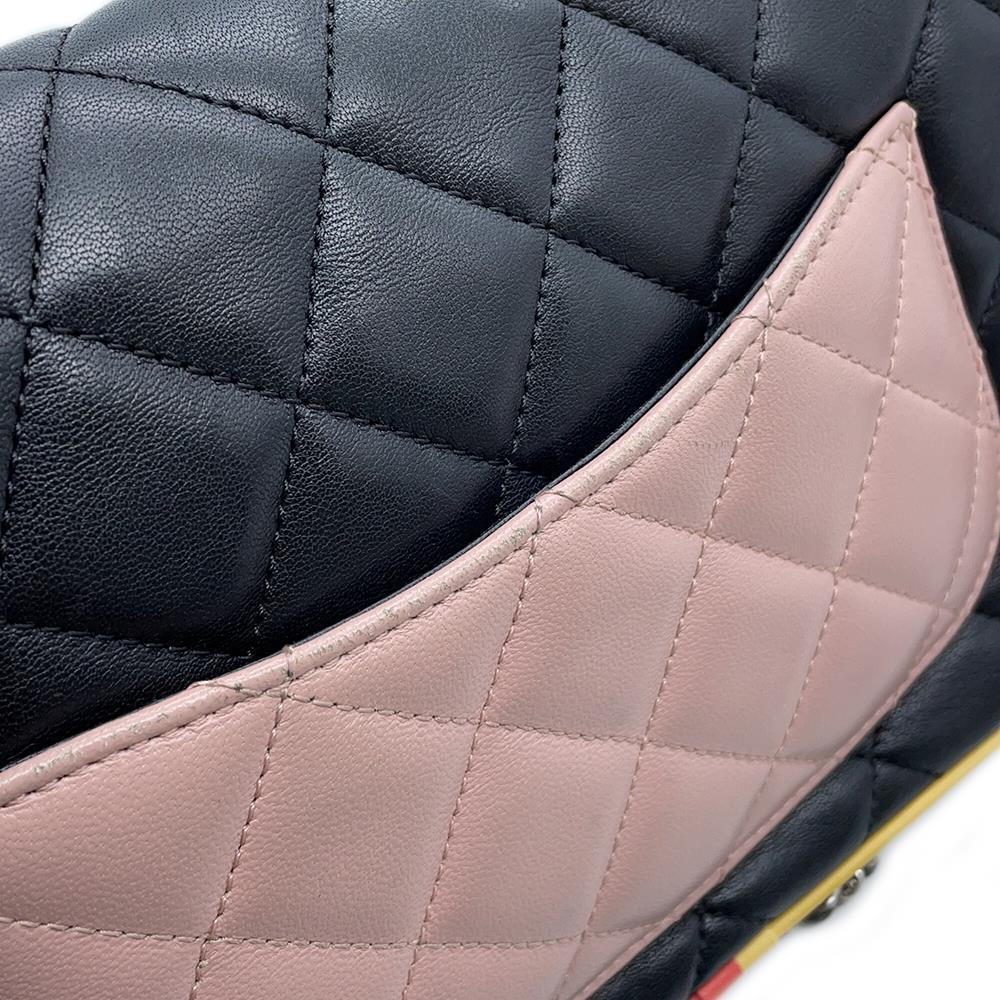 CHANEL CC Logo ChainShoulder Bag Black/MulticolorA93691 Lambskin