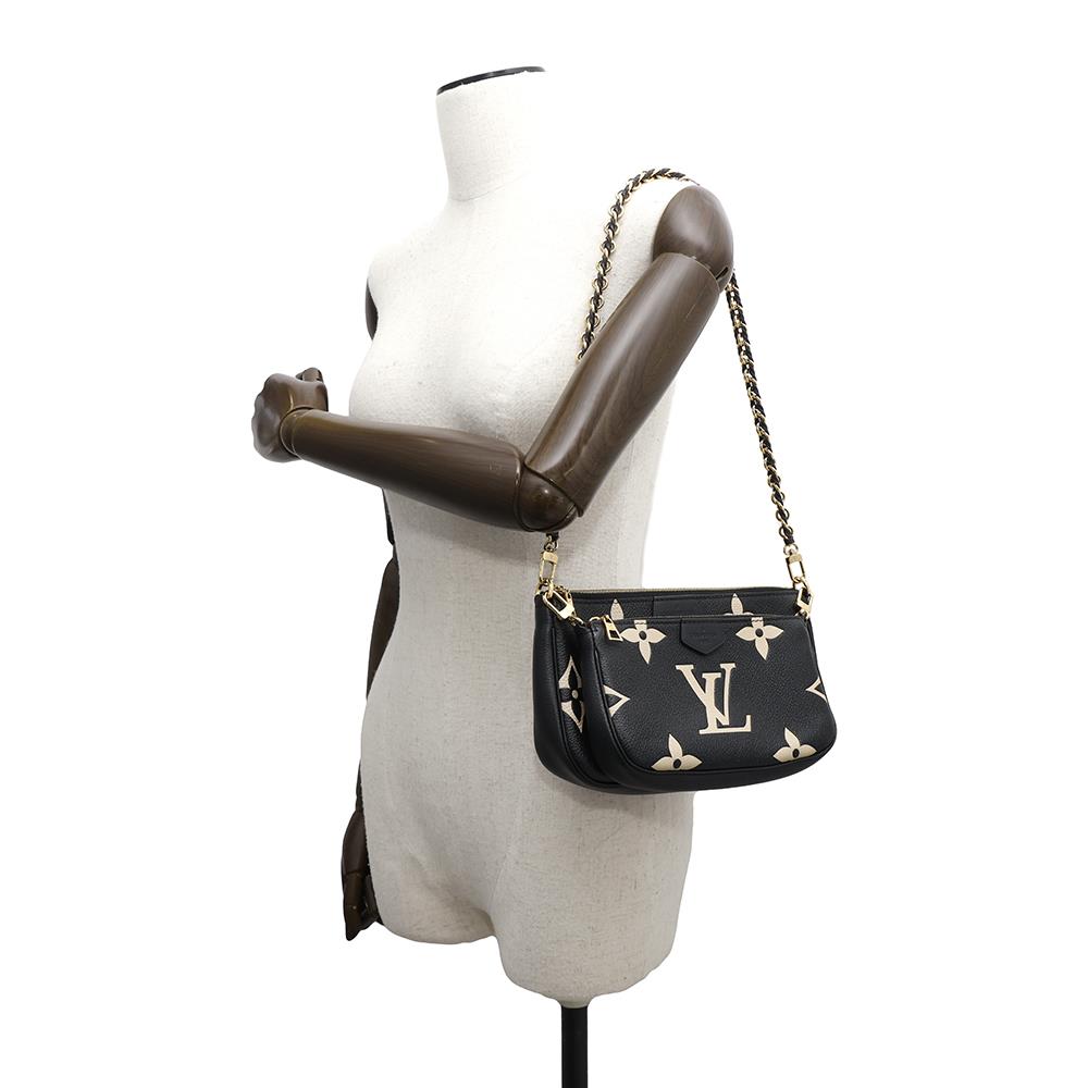 LOUIS VUITTON Multi Pochette Accessoires Black/CreamM45777 Monogram Empreinte Leather