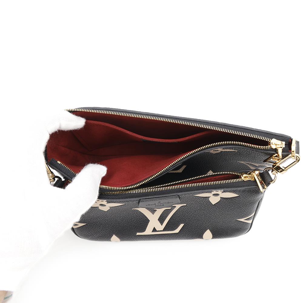 LOUIS VUITTON Multi Pochette Accessoires Black/CreamM45777 Monogram Empreinte Leather