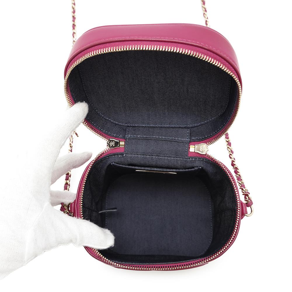CHANEL CC Logo Vanity ChainShoulder Bag PurpleAS0323 Lambskin