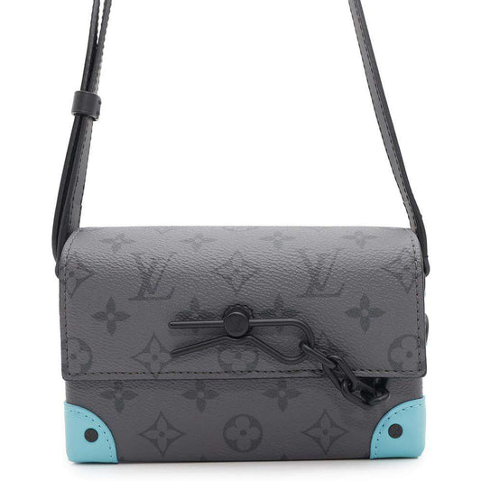 LOUIS VUITTON Steamer Wearable Wallet Gray/TurquoiseM11496 Monogram Eclipse Reverse