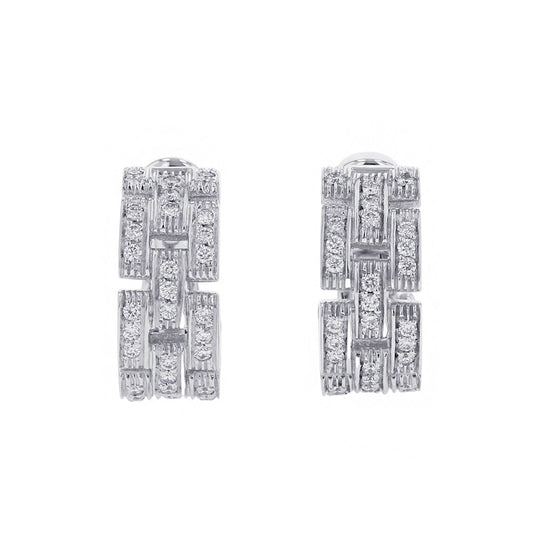 CARTIER Maillon PANTHERE Earrings 3 Row Pavé DiamondB8032600 18K White Gold