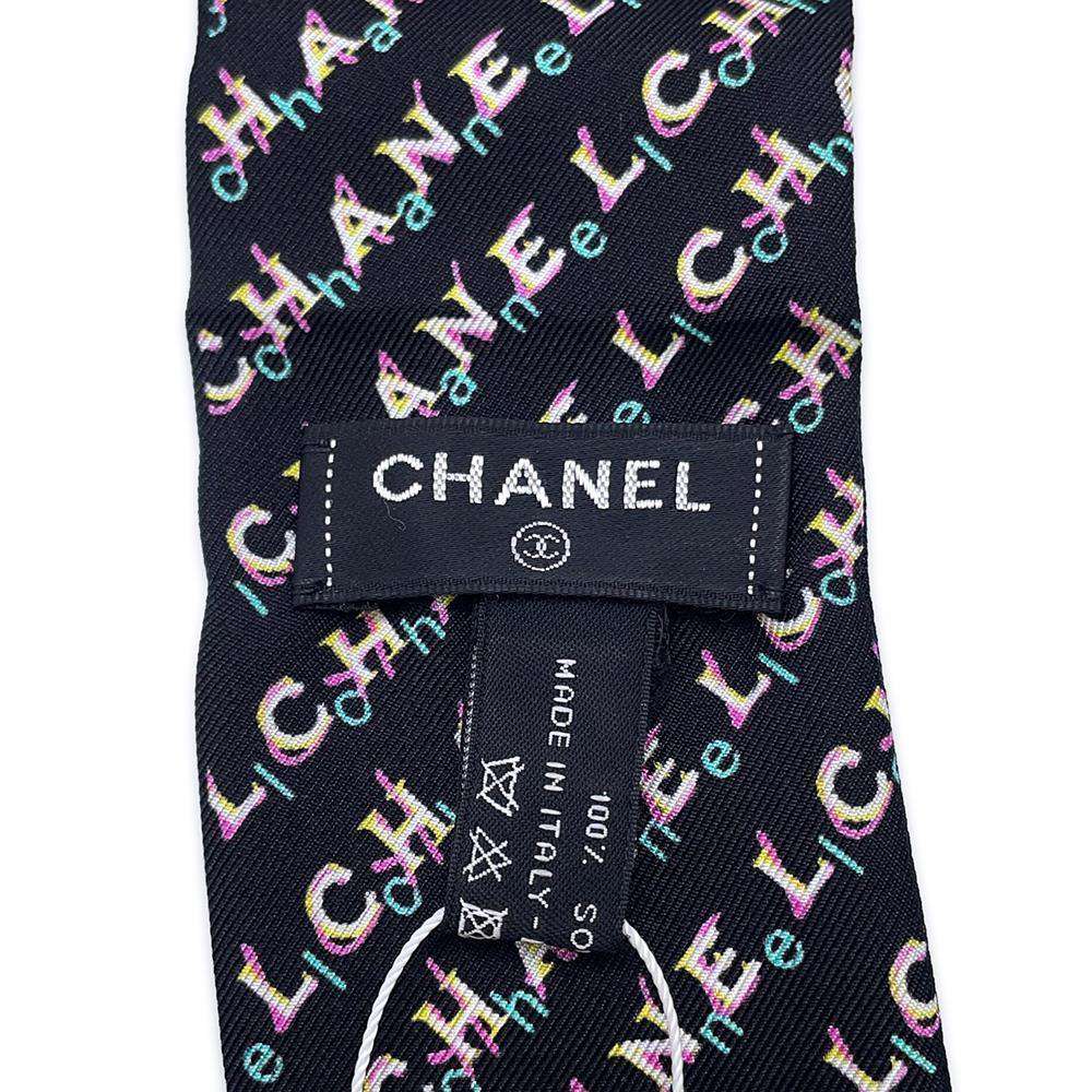 CHANEL CHANEL logo all-over print scarf Twilly Black/Multicolor Silk100%