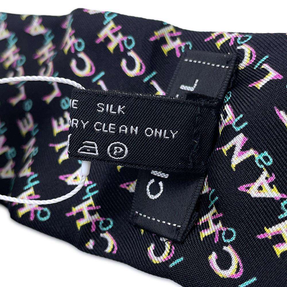 CHANEL CHANEL logo all-over print scarf Twilly Black/Multicolor Silk100%