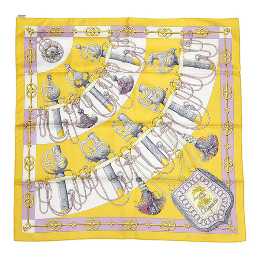 HERMES Scarf Carre Cliquetis Cliquetis Size 90 Jaune/Mauve/Multi Silk 100%