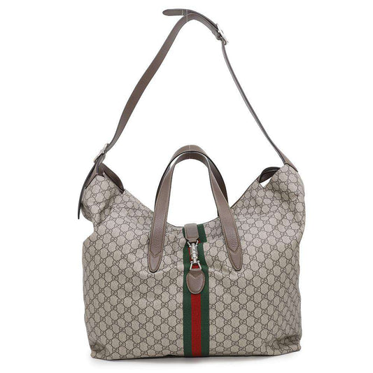 GUCCI Jackie1961 GG Supreme 2WAYTravel Bag Beige/Brown771343 PVC Leather