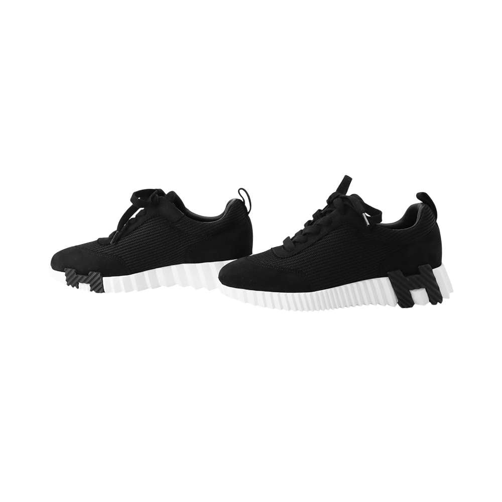HERMES Sneakers bouncing Black Mesh・Graphic Chevre Velour Size 35.5