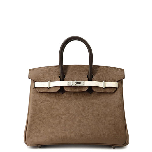 HERMES Birkin tricolor Etoupe/Gris Pale/Ecorce Epsom Size 25