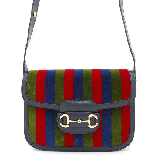 GUCCI Horsebit 1955 Navy/Multicolor602204 Velour Leather
