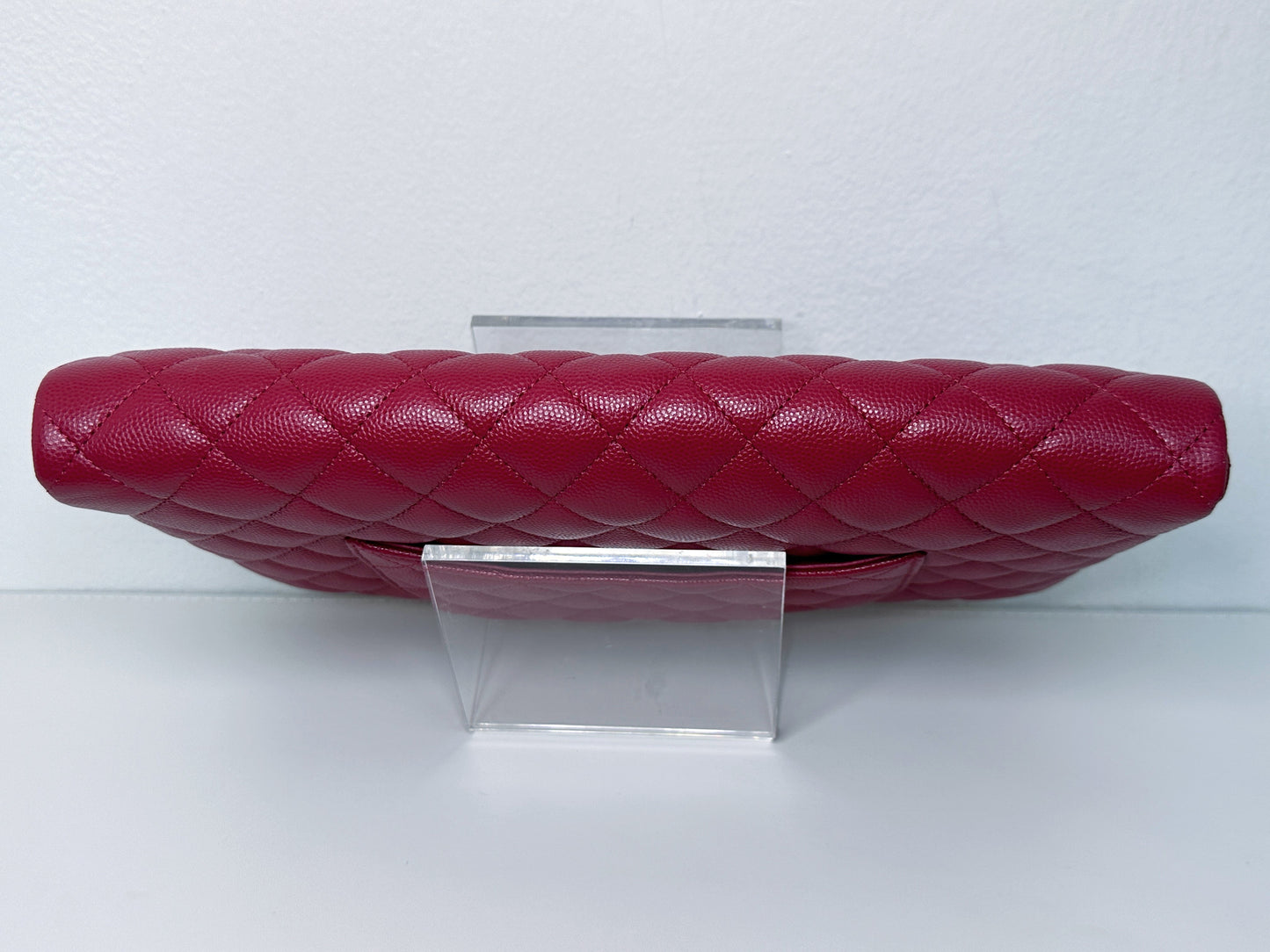 Chanel Flap Clutch Bag Red Caviar SHW 2645 holo card