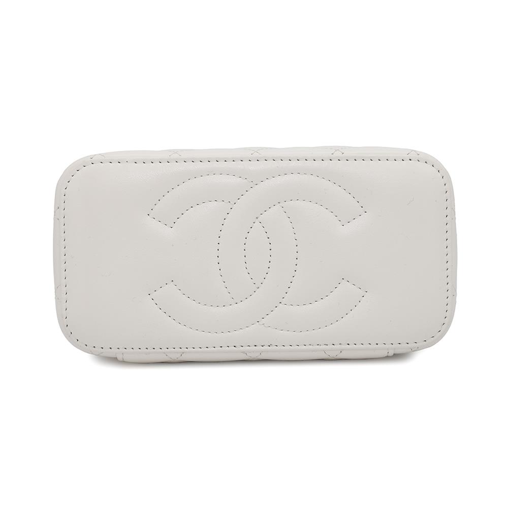 CHANEL Matelasse Chain vanity bag WhiteAP3593 Lambskin Rhinestone